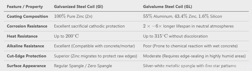 Galvanized Steel Coil vs. Galvalume Steel Coil: Complete Buyers Guide(图3)